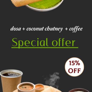 Masala dosa + Coconut chutney + Filter coffee