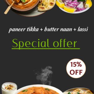 Paneer tikka + Butter naan + Lassi