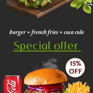 Burger + french fries + coca cola